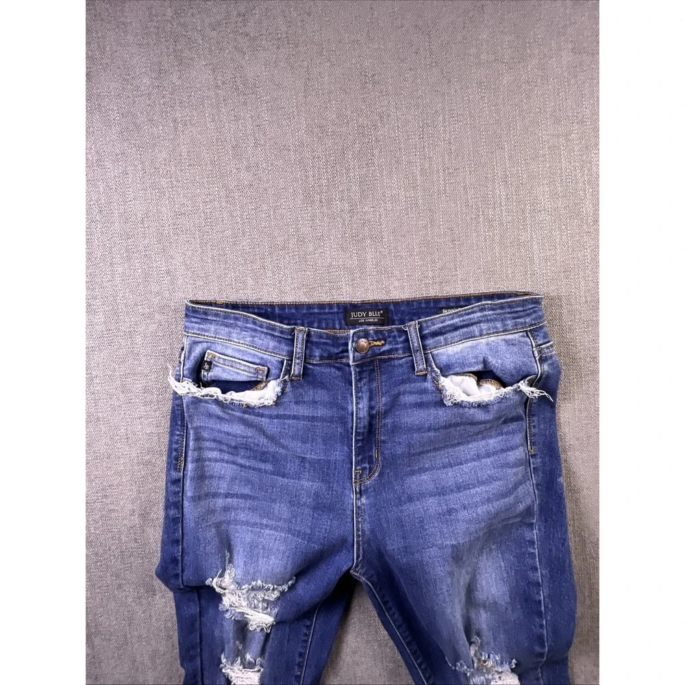 Judy Blue Jeans Women‎ 11 Blue Distressed Skinny Fit Boho City Preppy